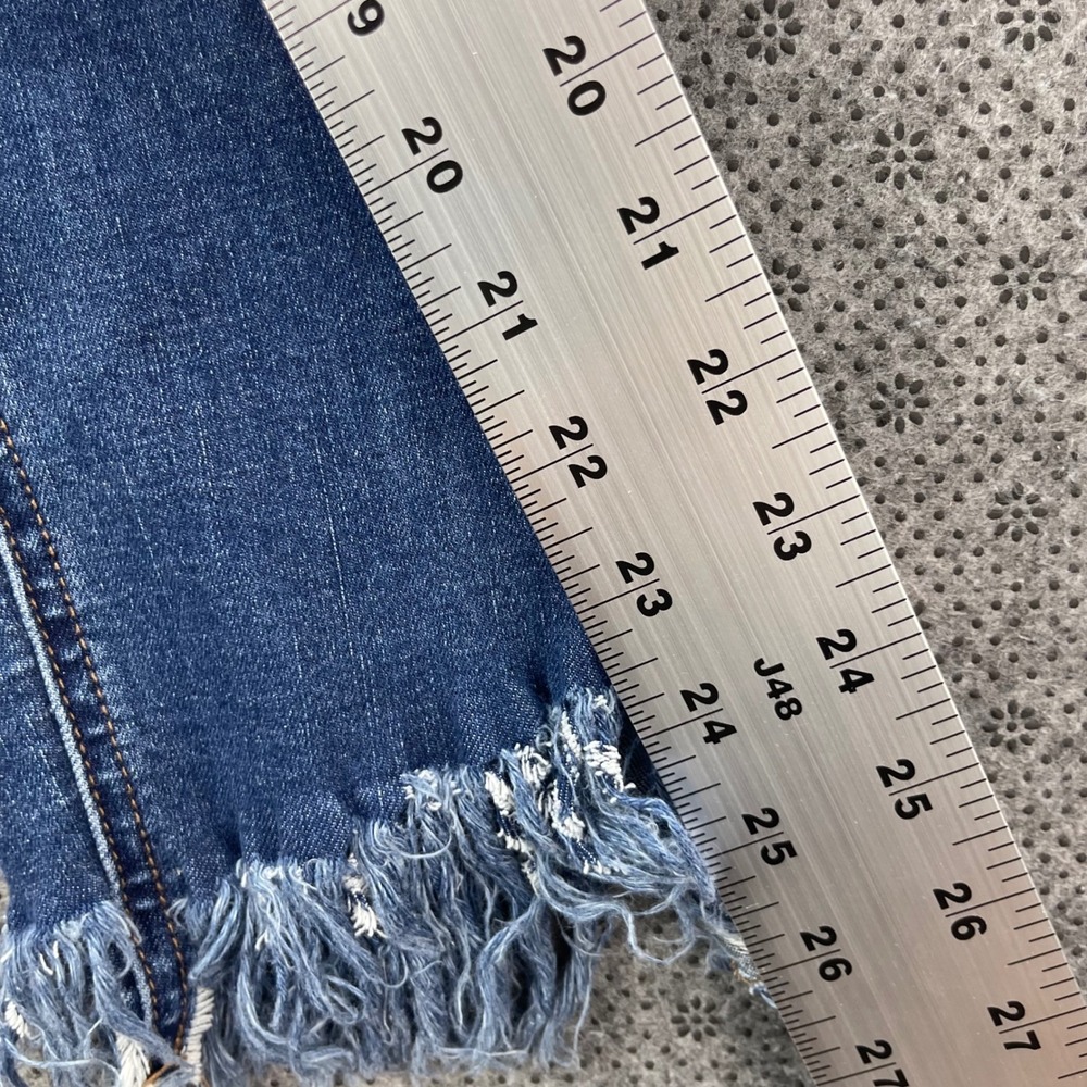 Free People Distressed Fringe Hem Skinny Jeans Medium Wash Blue W28 L24 - Picture 10 of 11
